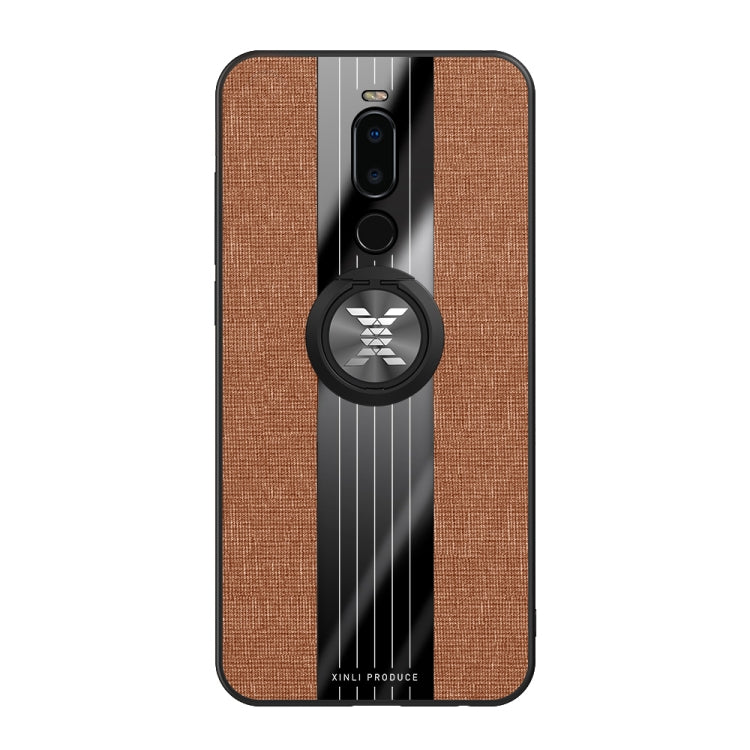 For Meizu Note 8 XINLI Stitching Cloth Texture Shockproof TPU Protective Case with Ring Holder(Brown) - Meizu by XINLI | Online Shopping South Africa | PMC Jewellery | Buy Now Pay Later Mobicred