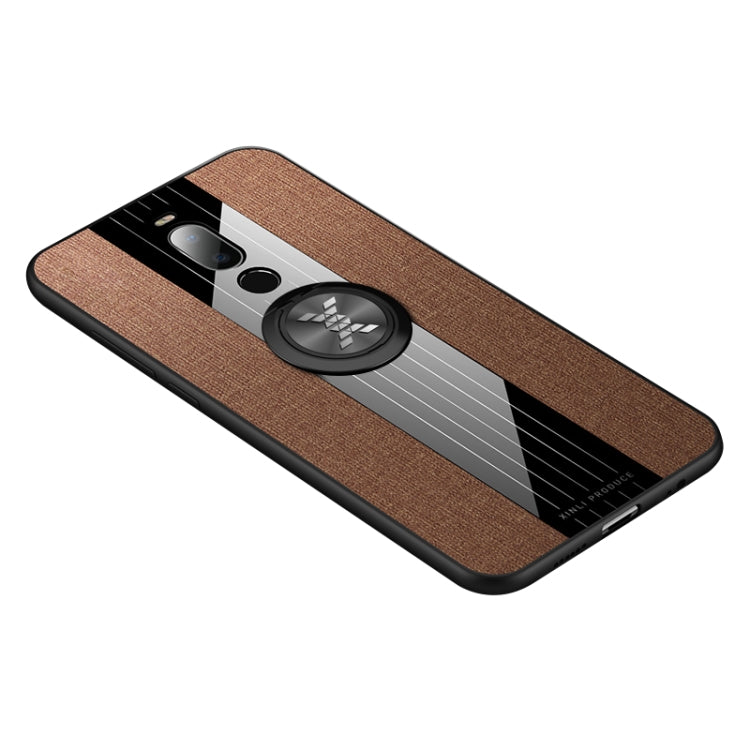 For Meizu Note 8 XINLI Stitching Cloth Texture Shockproof TPU Protective Case with Ring Holder(Brown) - Meizu by XINLI | Online Shopping South Africa | PMC Jewellery | Buy Now Pay Later Mobicred