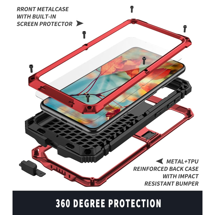 For Samsung Galaxy S21 5G R-JUST Shockproof Waterproof Dust-proof Metal + Silicone Protective Case with Holder(Red) - Galaxy S21 5G Cases by R-JUST | Online Shopping South Africa | PMC Jewellery | Buy Now Pay Later Mobicred