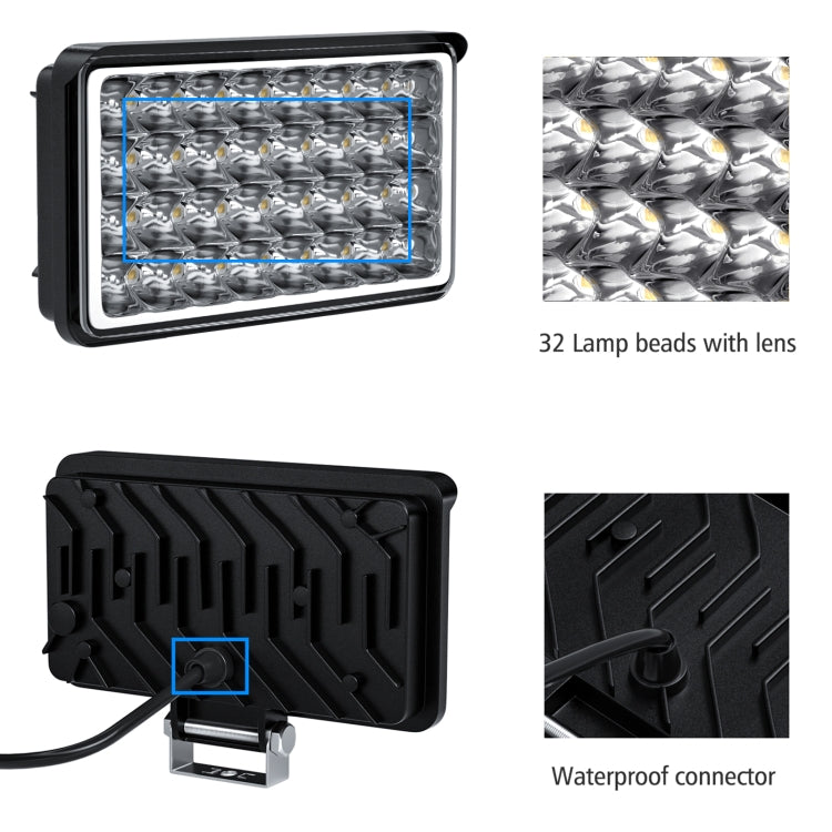 WUPP CS-1242A1 Car 4 inch Square 32LEDs Highlight Work Light Modified Front Bumper Lamp Spotlight - Work Lights by WUPP | Online Shopping South Africa | PMC Jewellery | Buy Now Pay Later Mobicred