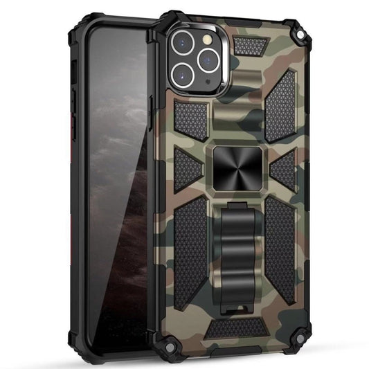 For iPhone 11 Pro Max Camouflage Armor Shockproof TPU + PC Magnetic Protective Case with Holder (Army Green) - iPhone 11 Pro Max Cases by PMC Jewellery | Online Shopping South Africa | PMC Jewellery | Buy Now Pay Later Mobicred