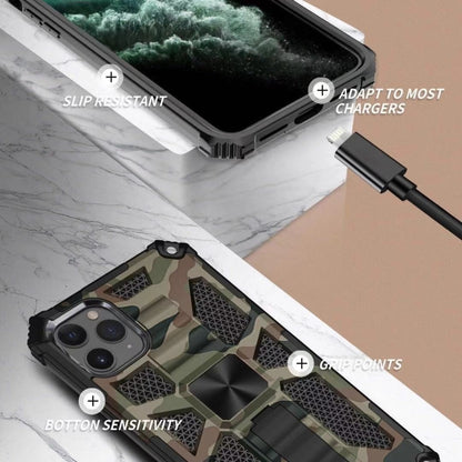 For iPhone 11 Pro Max Camouflage Armor Shockproof TPU + PC Magnetic Protective Case with Holder (Army Green) - iPhone 11 Pro Max Cases by PMC Jewellery | Online Shopping South Africa | PMC Jewellery | Buy Now Pay Later Mobicred