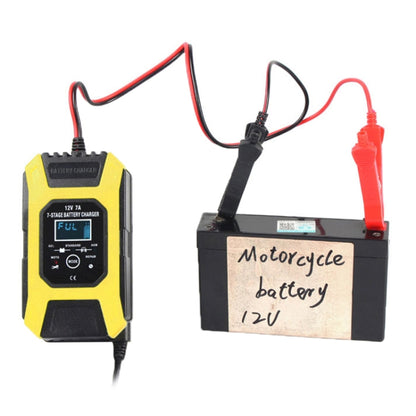 FOXSUR Car / Motorcycle Repair Charger 12V 7A 7-stage + Multi-battery Mode Lead-acid Battery Charger, Plug Type:US Plug(Yellow) - Battery Charger by FOXSUR | Online Shopping South Africa | PMC Jewellery | Buy Now Pay Later Mobicred