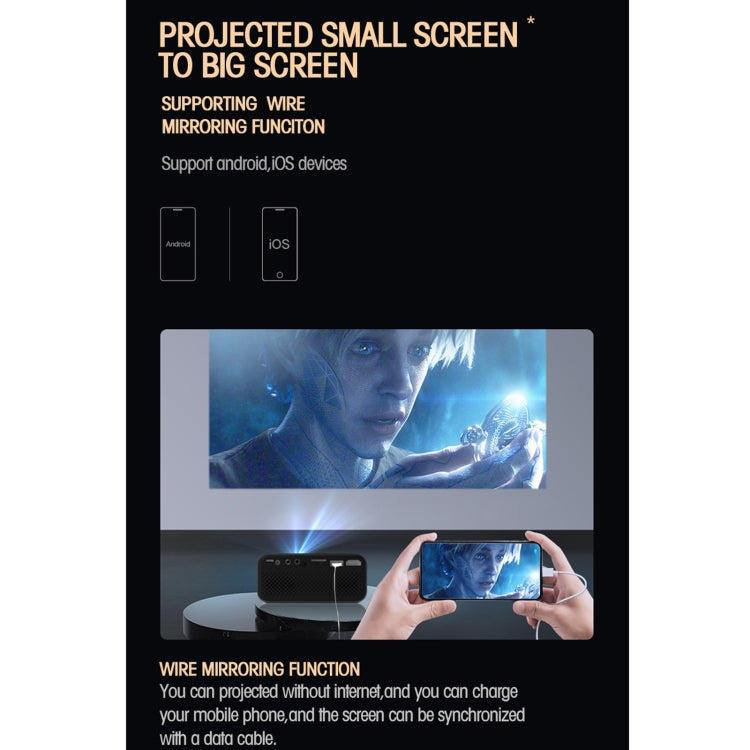 T500 1920x1080P 80 Lumens Portable Mini Home Theater LED HD Digital Projector Without Remote Control & Adaptor(Black) - LED Projector by PMC Jewellery | Online Shopping South Africa | PMC Jewellery | Buy Now Pay Later Mobicred