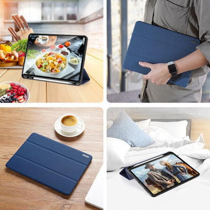 For iPad Pro 11 2022 / 2021 / 2020 DUX DUCIS Domo Series Horizontal Flip Magnetic TPU + PU Leather Tablet Case with Three-folding Holder & Pen Slot & Sleep / Wake-up Function(Blue) - iPad Pro 11 (2022/2021) Cases by DUX DUCIS | Online Shopping South Africa | PMC Jewellery | Buy Now Pay Later Mobicred