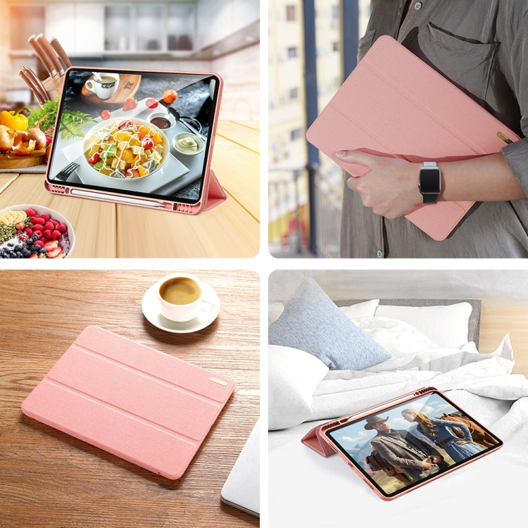 For iPad Pro 12.9 2022 / 2021 / 2020 DUX DUCIS Domo Series Horizontal Flip Magnetic TPU + PU Leather Tablet Case with Three-folding Holder & Pen Slot & Sleep / Wake-up Function(Pink) - iPad Pro 12.9 (2022/2021) Cases by DUX DUCIS | Online Shopping South Africa | PMC Jewellery | Buy Now Pay Later Mobicred