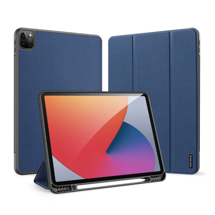 For iPad Pro 12.9 2022 / 2021 / 2020 DUX DUCIS Domo Series Horizontal Flip Magnetic TPU + PU Leather Tablet Case with Three-folding Holder & Pen Slot & Sleep / Wake-up Function(Blue) - iPad Pro 12.9 (2022/2021) Cases by DUX DUCIS | Online Shopping South Africa | PMC Jewellery | Buy Now Pay Later Mobicred