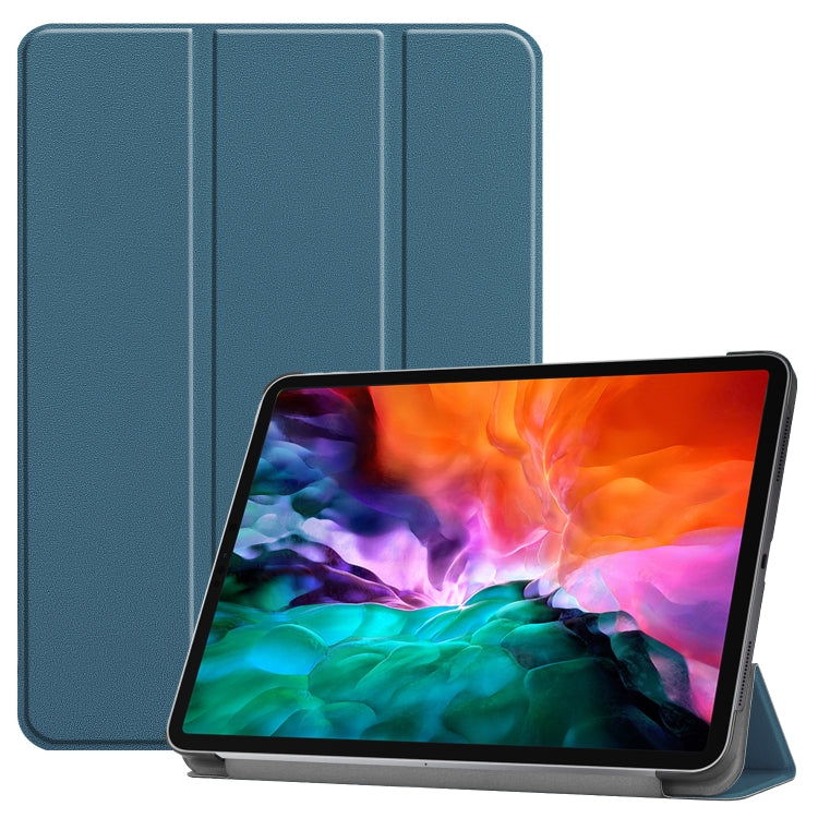 For  iPad Air 13 2024 / Pro 12.9 2022 Custer Texture 3-folding Smart Leather Tablet Case(Dark Green) - iPad Pro 12.9 (2022/2021) Cases by PMC Jewellery | Online Shopping South Africa | PMC Jewellery | Buy Now Pay Later Mobicred