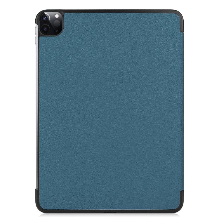 For  iPad Air 13 2024 / Pro 12.9 2022 Custer Texture 3-folding Smart Leather Tablet Case(Dark Green) - iPad Pro 12.9 (2022/2021) Cases by PMC Jewellery | Online Shopping South Africa | PMC Jewellery | Buy Now Pay Later Mobicred