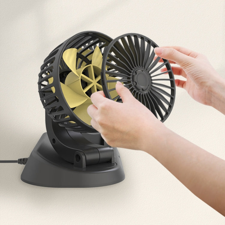 F410 USB 5V Car Dual-head Folding Electric Cooling Fan with Temporary Temporary Parking Card - Heating & Fans by PMC Jewellery | Online Shopping South Africa | PMC Jewellery | Buy Now Pay Later Mobicred