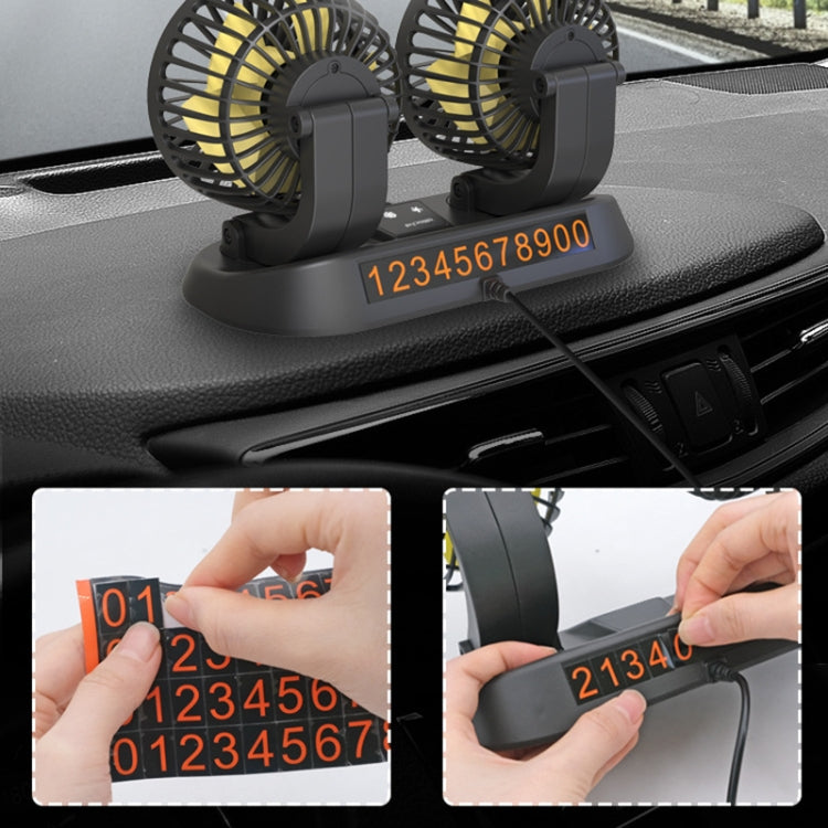 F410 USB 5V Car Dual-head Folding Electric Cooling Fan with Temporary Temporary Parking Card - Heating & Fans by PMC Jewellery | Online Shopping South Africa | PMC Jewellery | Buy Now Pay Later Mobicred