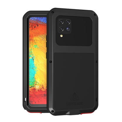 For Samsung Galaxy A42 LOVE MEI Metal Shockproof Waterproof Dustproof Protective Case with Glass(Black) - Galaxy Phone Cases by LOVE MEI | Online Shopping South Africa | PMC Jewellery