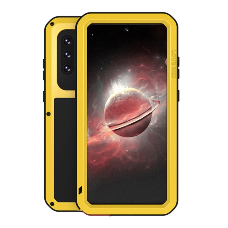 For Samsung Galaxy A72 5G / 4G LOVE MEI Metal Shockproof Waterproof Dustproof Protective Case with Glass(Yellow) - Galaxy Phone Cases by LOVE MEI | Online Shopping South Africa | PMC Jewellery | Buy Now Pay Later Mobicred