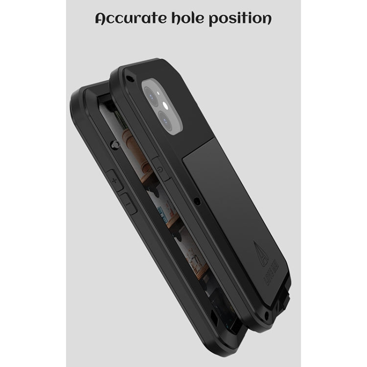 For iPhone 12 LOVE MEI Metal Shockproof Life Waterproof Dustproof Protective Case(Black) - iPhone 12 / 12 Pro Cases by LOVE MEI | Online Shopping South Africa | PMC Jewellery