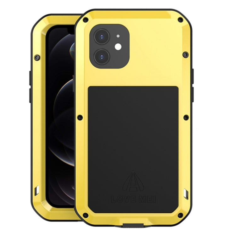 For iPhone 12 LOVE MEI Metal Shockproof Life Waterproof Dustproof Protective Case(Yellow) - iPhone 12 / 12 Pro Cases by LOVE MEI | Online Shopping South Africa | PMC Jewellery | Buy Now Pay Later Mobicred