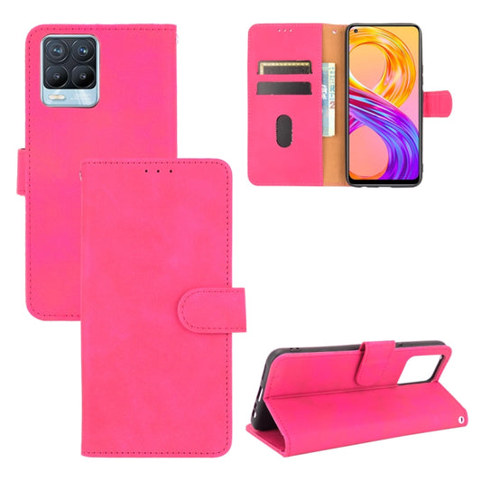 For Realme 8 / Realme 8 Pro Solid Color Skin Feel Magnetic Buckle Horizontal Flip Calf Texture PU Leather Case with Holder & Card Slots & Wallet(Rose Red) - Realme Cases by PMC Jewellery | Online Shopping South Africa | PMC Jewellery | Buy Now Pay Later Mobicred