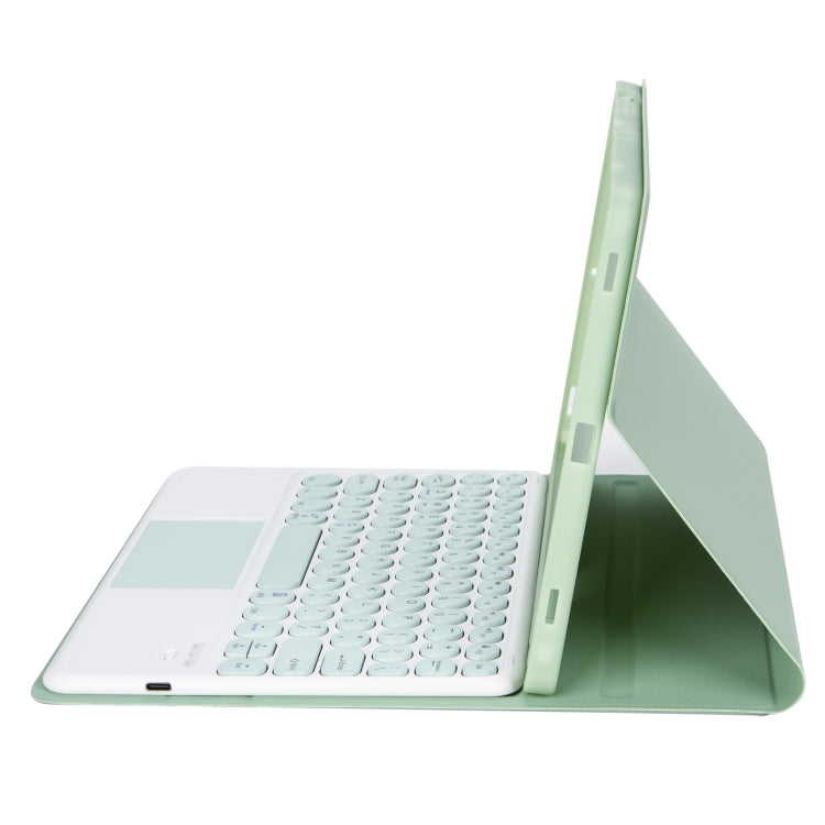 YT07B-A Detachable Candy Color Skin Feel Texture Round Keycap Bluetooth Keyboard Leather Case with Touch Control For iPad 9.7 inch 2018 & 2017 / Pro 9.7 inch / Air 2 / Air(Light Green) - Universal by PMC Jewellery | Online Shopping South Africa | PMC Jewellery