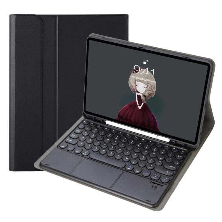 YA098B-A Detachable Lambskin Texture Round Keycap Bluetooth Keyboard Leather Tablet Case with Touch Control & Pen Slot & Stand For iPad Air 4 10.9 inch (2020) / Pro 11 inch (2020) & (2018)(Black) - Universal by PMC Jewellery | Online Shopping South Africa | PMC Jewellery