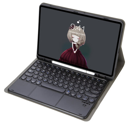 YA098B-A Detachable Lambskin Texture Round Keycap Bluetooth Keyboard Leather Tablet Case with Touch Control & Pen Slot & Stand For iPad Air 4 10.9 inch (2020) / Pro 11 inch (2020) & (2018)(Black) - Universal by PMC Jewellery | Online Shopping South Africa | PMC Jewellery