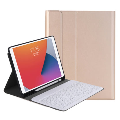 YA098B Detachable Lambskin Texture Round Keycap Bluetooth Keyboard Leather Tablet Case with Pen Slot & Stand For iPad Air 4 10.9 inch (2020) / Pro 11 inch (2020) & (2018)(Gold) - Universal by PMC Jewellery | Online Shopping South Africa | PMC Jewellery