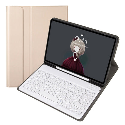 YA102B Detachable Lambskin Texture Round Keycap Bluetooth Keyboard Leather Tablet Case with Pen Slot & Stand For iPad 10.2 (2020) & (2019) / Air 3 10.5 inch / Pro 10.5 inch(Gold) - Universal by PMC Jewellery | Online Shopping South Africa | PMC Jewellery