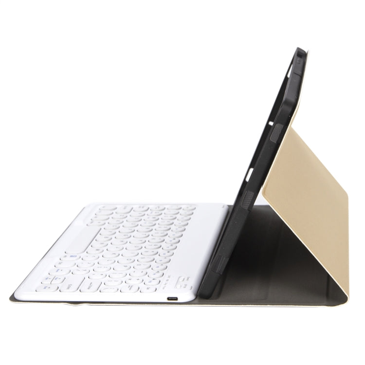 YA102B Detachable Lambskin Texture Round Keycap Bluetooth Keyboard Leather Tablet Case with Pen Slot & Stand For iPad 10.2 (2020) & (2019) / Air 3 10.5 inch / Pro 10.5 inch(Gold) - Universal by PMC Jewellery | Online Shopping South Africa | PMC Jewellery