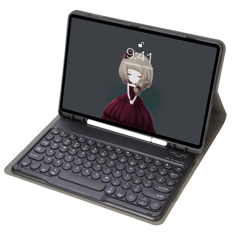 YA610B Detachable Lambskin Texture Round Keycap Bluetooth Keyboard Leather Tablet Case with Pen Slot & Stand For Samsung Galaxy Tab S6 Lite 10.4 P610 & P615 (2020)(Black) - Samsung Keyboard by PMC Jewellery | Online Shopping South Africa | PMC Jewellery