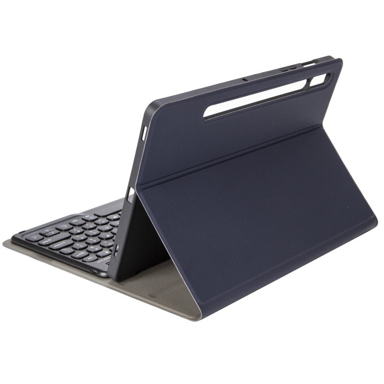 YA610B Detachable Lambskin Texture Round Keycap Bluetooth Keyboard Leather Tablet Case with Pen Slot & Stand For Samsung Galaxy Tab S6 Lite 10.4 P610 & P615 (2020)(Dark Blue) - Samsung Keyboard by PMC Jewellery | Online Shopping South Africa | PMC Jewellery