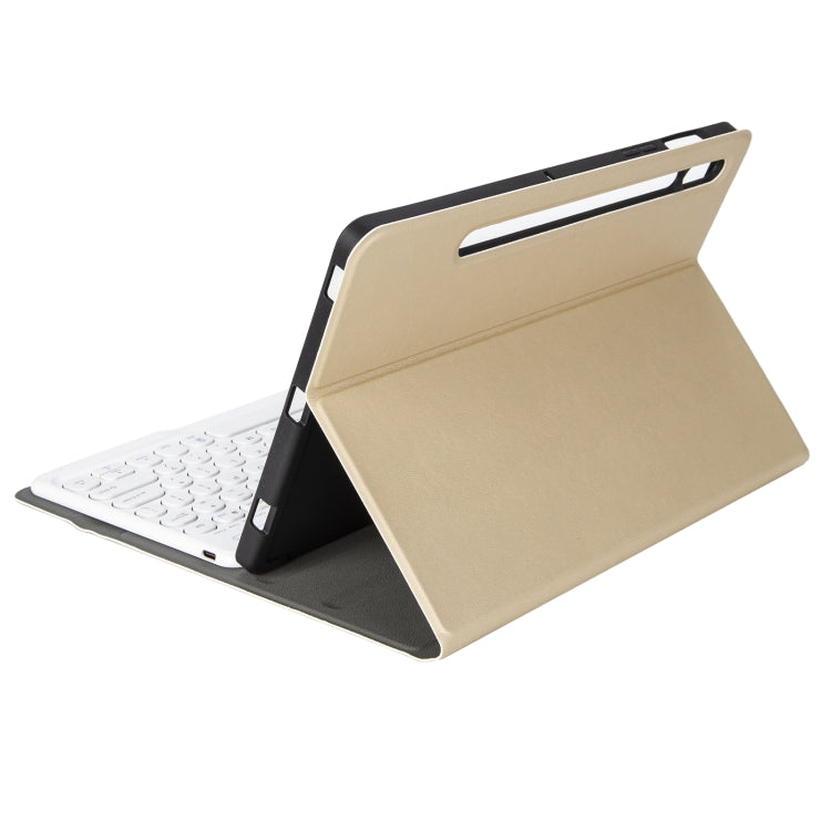 YA610B Detachable Lambskin Texture Round Keycap Bluetooth Keyboard Leather Tablet Case with Pen Slot & Stand For Samsung Galaxy Tab S6 Lite 10.4 P610 & P615 (2020)(Gold) - Samsung Keyboard by PMC Jewellery | Online Shopping South Africa | PMC Jewellery