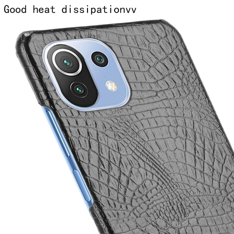 For Xiaomi Mi 11 Lite Shockproof Crocodile Texture PC + PU Case(Black) - Xiaomi Cases by PMC Jewellery | Online Shopping South Africa | PMC Jewellery