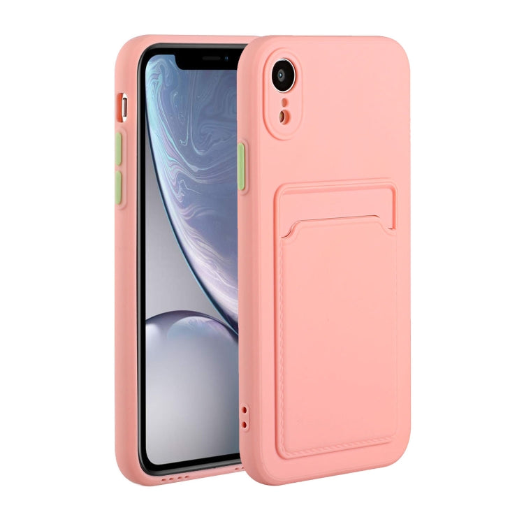 For iPhone XR Card Slot Design Shockproof TPU Protective Case(Pink) - More iPhone Cases by PMC Jewellery | Online Shopping South Africa | PMC Jewellery