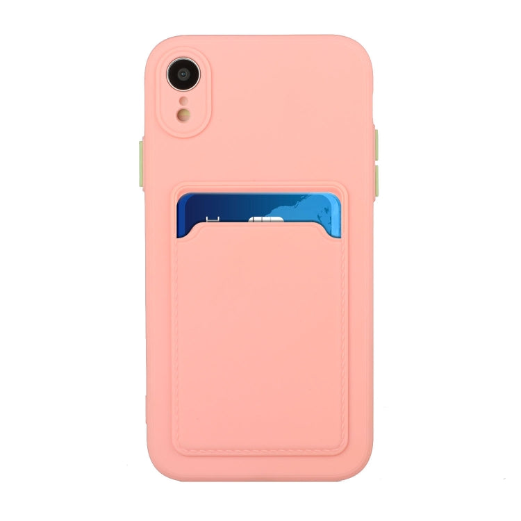 For iPhone XR Card Slot Design Shockproof TPU Protective Case(Pink) - More iPhone Cases by PMC Jewellery | Online Shopping South Africa | PMC Jewellery