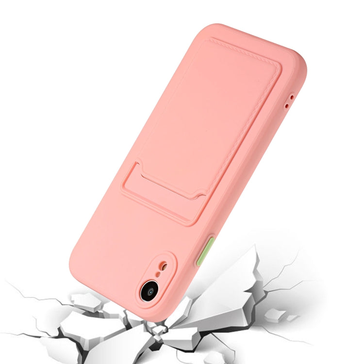 For iPhone XR Card Slot Design Shockproof TPU Protective Case(Pink) - More iPhone Cases by PMC Jewellery | Online Shopping South Africa | PMC Jewellery