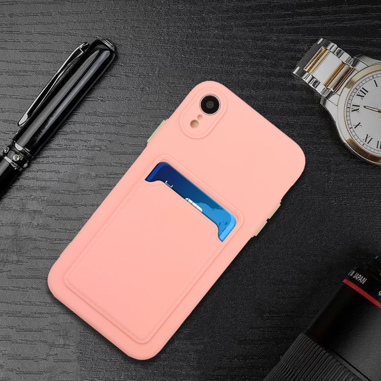 For iPhone XR Card Slot Design Shockproof TPU Protective Case(Pink) - More iPhone Cases by PMC Jewellery | Online Shopping South Africa | PMC Jewellery