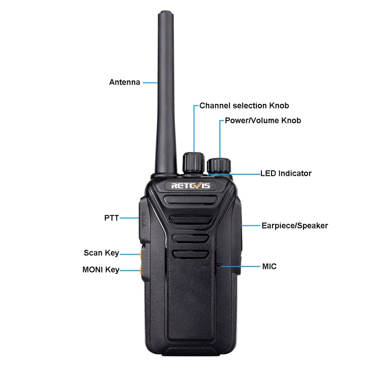 RETEVIS RT27 0.5W EU Frequency 446MHz 16CHS FRS Two Way Radio Handheld Walkie Talkie, EU Plug(Black) - Handheld Walkie Talkie by RETEVIS | Online Shopping South Africa | PMC Jewellery | Buy Now Pay Later Mobicred