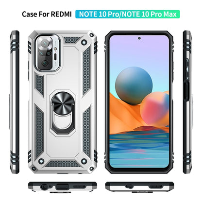 For Xiaomi Redmi Note 10 Pro Shockproof TPU + PC Protective Case with 360 Degree Rotating Holder(Silver) - Xiaomi Cases by PMC Jewellery | Online Shopping South Africa | PMC Jewellery