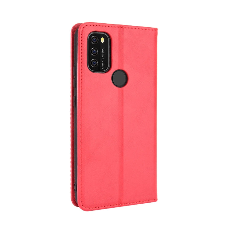 For Blackview A70 (2021) Magnetic Buckle Retro Crazy Horse Texture Horizontal Flip Leather Case with Holder & Card Slots & Photo Frame(Red) - More Brand by PMC Jewellery | Online Shopping South Africa | PMC Jewellery | Buy Now Pay Later Mobicred