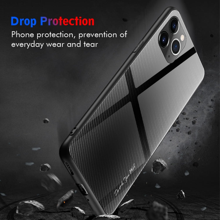 For iPhone 11 Pro Max Carbon Fiber Texture Gradient Color Glass Case(White) - iPhone 11 Pro Max Cases by PMC Jewellery | Online Shopping South Africa | PMC Jewellery | Buy Now Pay Later Mobicred