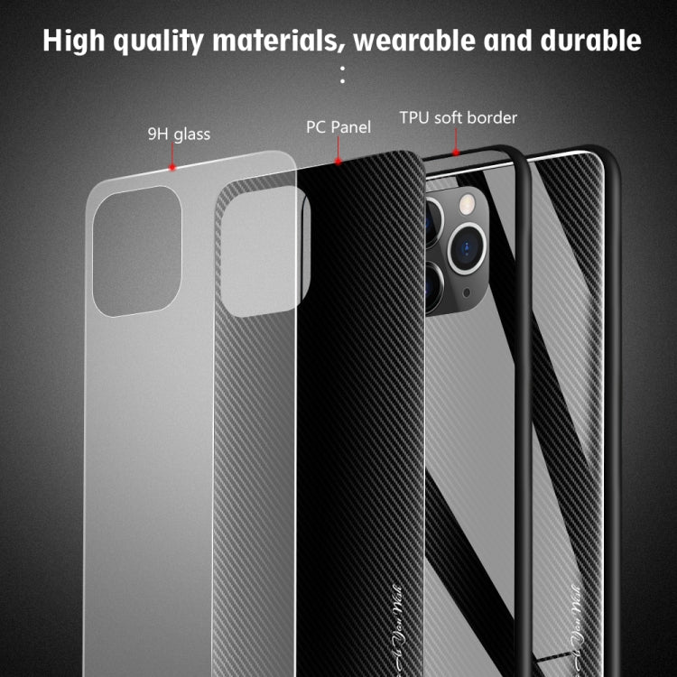 For iPhone 11 Pro Max Carbon Fiber Texture Gradient Color Glass Case(White) - iPhone 11 Pro Max Cases by PMC Jewellery | Online Shopping South Africa | PMC Jewellery | Buy Now Pay Later Mobicred