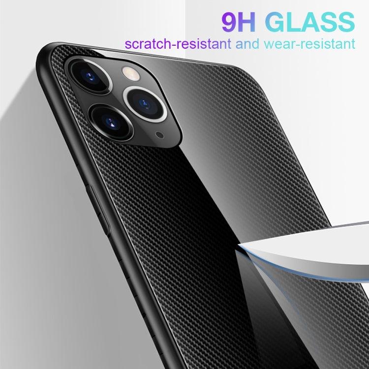 For iPhone 11 Pro Max Carbon Fiber Texture Gradient Color Glass Case(White) - iPhone 11 Pro Max Cases by PMC Jewellery | Online Shopping South Africa | PMC Jewellery | Buy Now Pay Later Mobicred