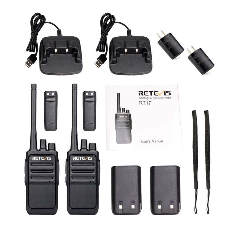 1 Pair RETEVIS RT17 2W 16CHS FRS Two Way Radio Handheld Walkie Talkie, US Plug(Black) - Handheld Walkie Talkie by RETEVIS | Online Shopping South Africa | PMC Jewellery | Buy Now Pay Later Mobicred