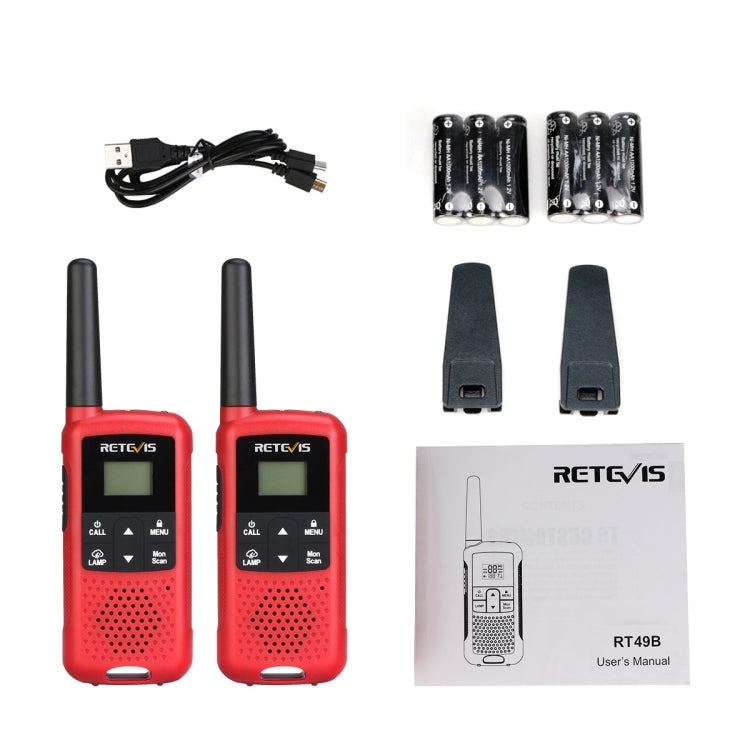 1 Pair RETEVIS RT49B 0.5W US Frequency 462.5500-467.7125MHz 22CHS FRS Two Way Radio Handheld Walkie Talkie, US Plug(Red) - Handheld Walkie Talkie by RETEVIS | Online Shopping South Africa | PMC Jewellery | Buy Now Pay Later Mobicred