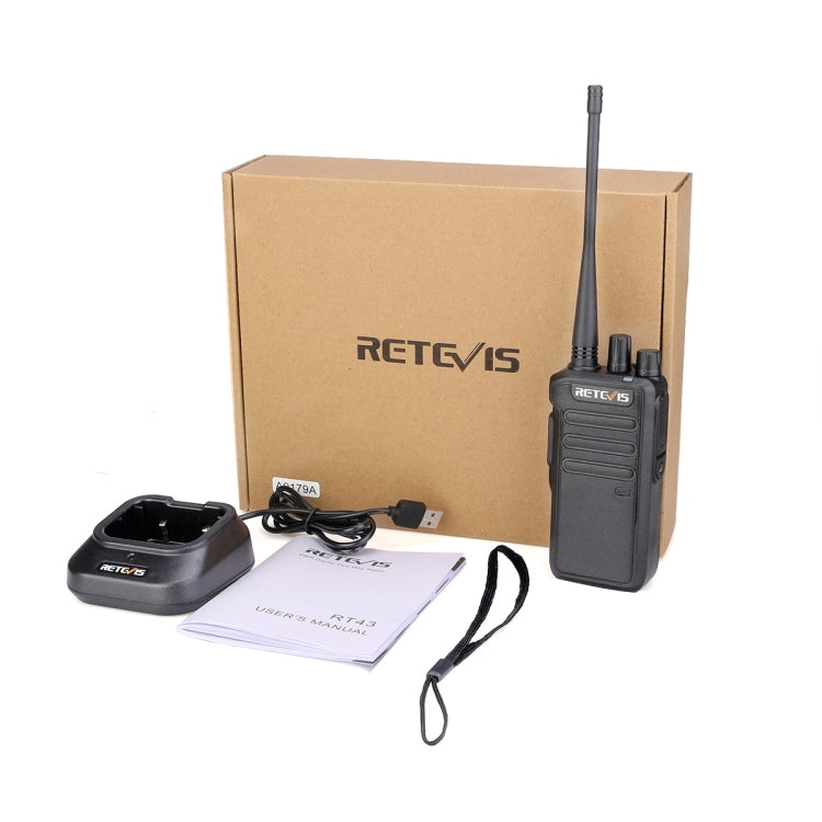 RETEVIS RT43 5W UHF 400-480MHz 32CHS DMR Digital Two Way Radio Handheld Walkie Talkie, US Plug(Black) - Handheld Walkie Talkie by RETEVIS | Online Shopping South Africa | PMC Jewellery | Buy Now Pay Later Mobicred