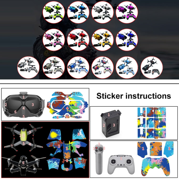 FPV-TZ-SF 4 in 1 Waterproof Anti-Scratch Decal Skin Wrap Stickers Personalized Film Kits for DJI FPV Drone & Goggles V2 & Remote Control & Rocker(Fluorescent Baby Blue) - Protective Film & Stickers by PMC Jewellery | Online Shopping South Africa | PMC Jewellery | Buy Now Pay Later Mobicred