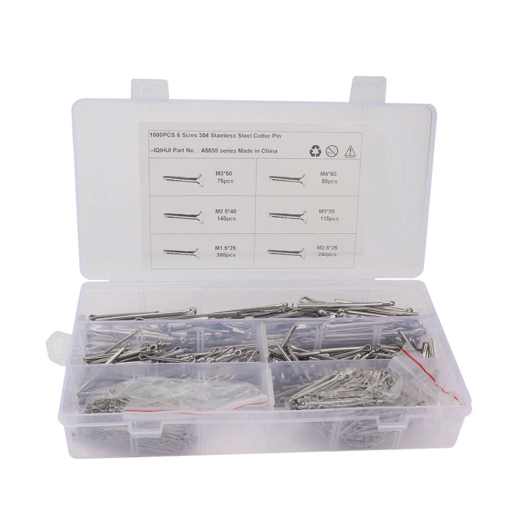 A5538 1000 PCS Car U-shape 304 Stainless Steel Cotter Pin Clip Key Fastner Fitting Assortment Kit - Booster Cable & Clip by PMC Jewellery | Online Shopping South Africa | PMC Jewellery | Buy Now Pay Later Mobicred