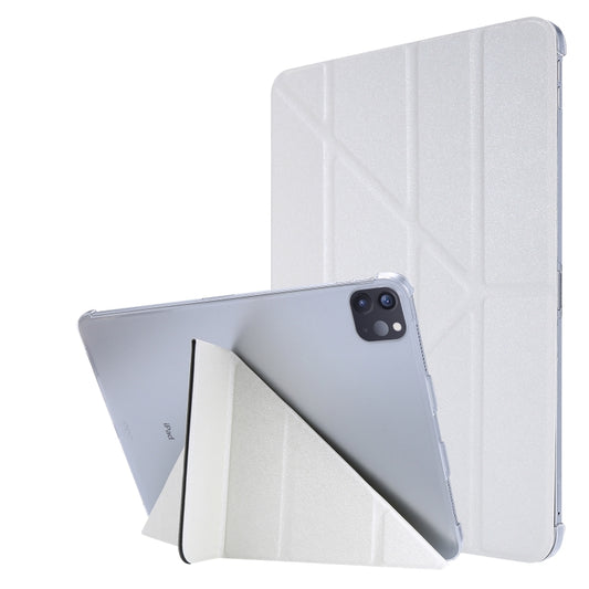 For iPad Air 13 2024 / iPad Pro 12.9 2022 / 2021 Silk Texture Horizontal Deformation Flip Leather Tablet Case with Holder(White) - iPad Pro 12.9 (2022/2021) Cases by PMC Jewellery | Online Shopping South Africa | PMC Jewellery | Buy Now Pay Later Mobicred