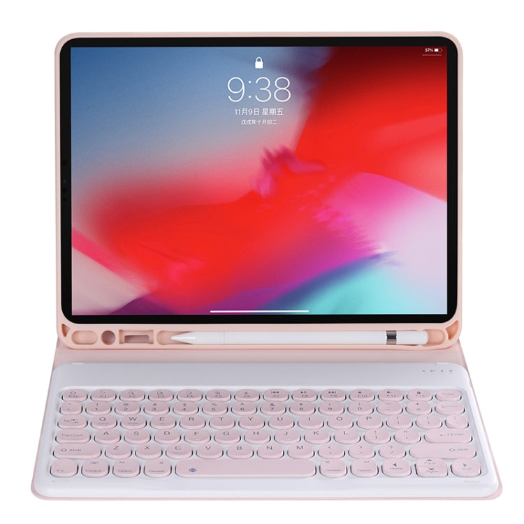 Y-C11B 2021 Detachable Candy Color Skin Texture Round Keycap Bluetooth Keyboard Leather Tablet Case with Pen Slot & Stand For iPad Pro 11 (2021)(Pink) - For iPad Pro by PMC Jewellery | Online Shopping South Africa | PMC Jewellery