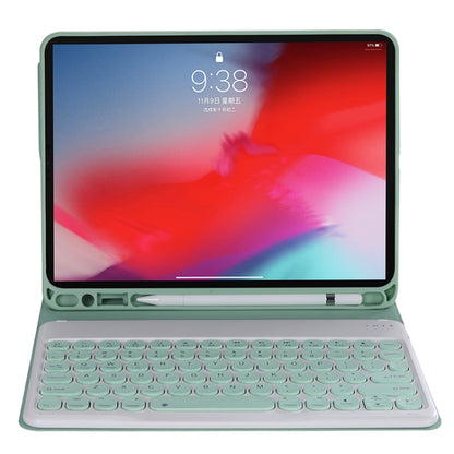 Y-C11B 2021 Detachable Candy Color Skin Texture Round Keycap Bluetooth Keyboard Leather Tablet Case with Pen Slot & Stand For iPad Pro 11 (2021)(Light Green) - For iPad Pro by PMC Jewellery | Online Shopping South Africa | PMC Jewellery