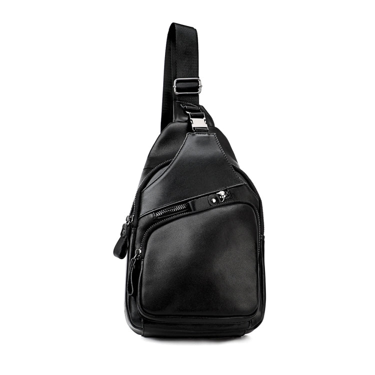 Men Leather Chest Bag Retro Shoulder Bag(Black) - Single-shoulder Bags by PMC Jewellery | Online Shopping South Africa | PMC Jewellery | Buy Now Pay Later Mobicred