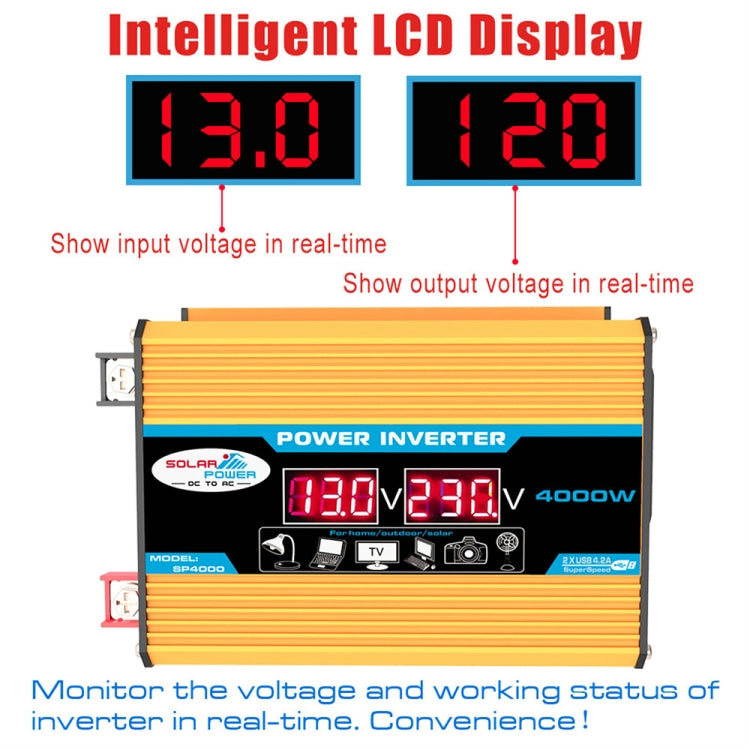 Tang II Generation 12V to 110V 4000W Modified Square Wave Car Power Inverter(Yellow) - Modified Square Wave by PMC Jewellery | Online Shopping South Africa | PMC Jewellery | Buy Now Pay Later Mobicred